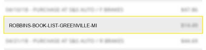 robbins book list greenville mi