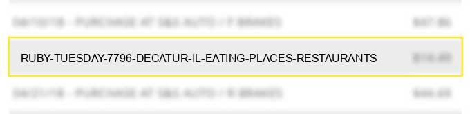 ruby tuesday 7796 decatur il eating places restaurants