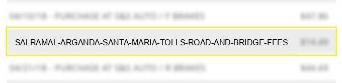 sal.ramal arganda santa maria, tolls road and bridge fees