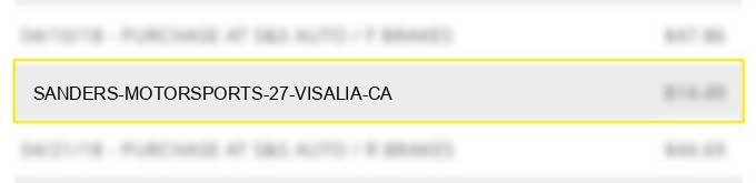 sanders motorsports 27 visalia ca