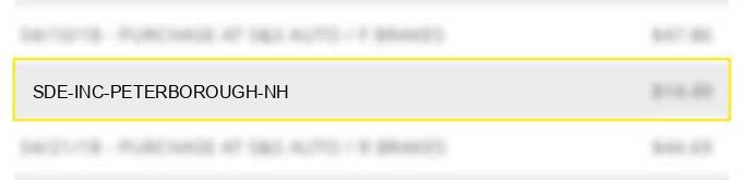 sde inc - peterborough, nh