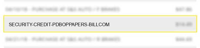 security credit pdb*oppapers bill.com