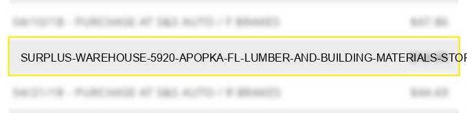 surplus warehouse 5920 apopka fl lumber and building materials stores