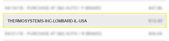 thermosystems inc lombard il usa