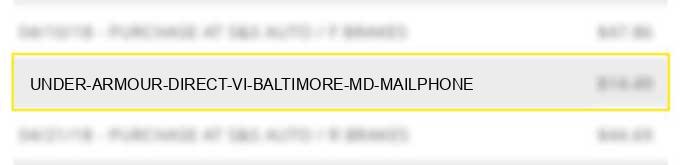 under armour direct vi baltimore md mail/phone