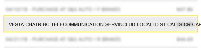 vesta *chatr bc - telecommunication serv.includ. local/l.dist. calls cr cardcalls