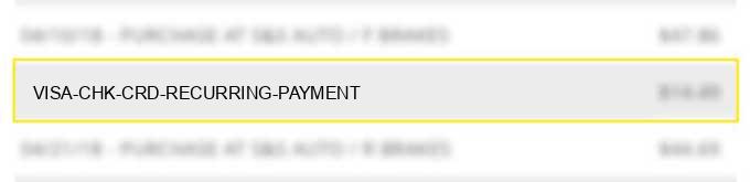 visa chk crd recurring payment